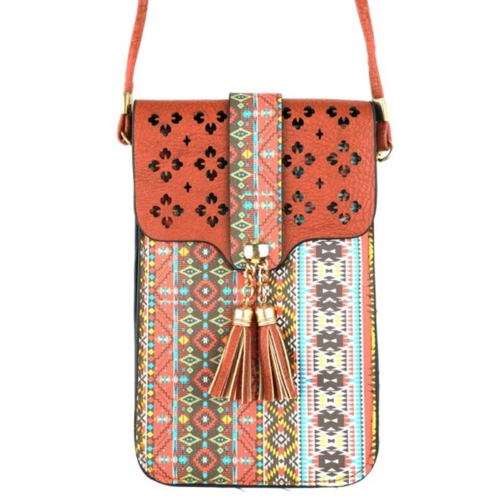Aztec print cross body bag
